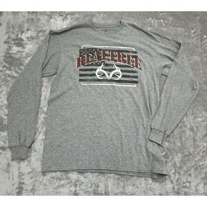 Realtree T-Shirt Mens Size Large Gray Long Sleeve Outdoor Sports First Layer EUC